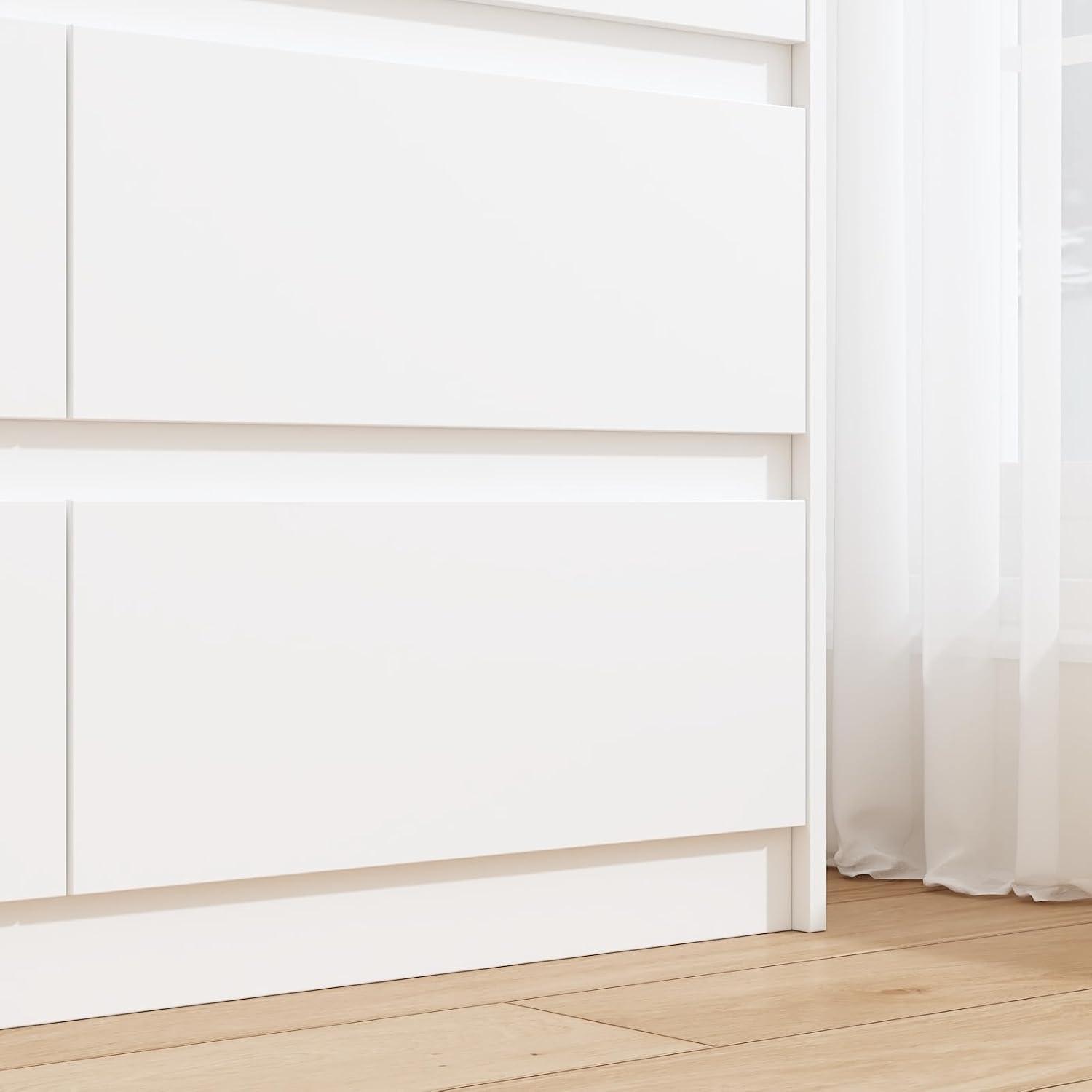 FUFU&GAGA White Modern Dresser for Bedroom 9 Drawers Wood Chest of Drawers