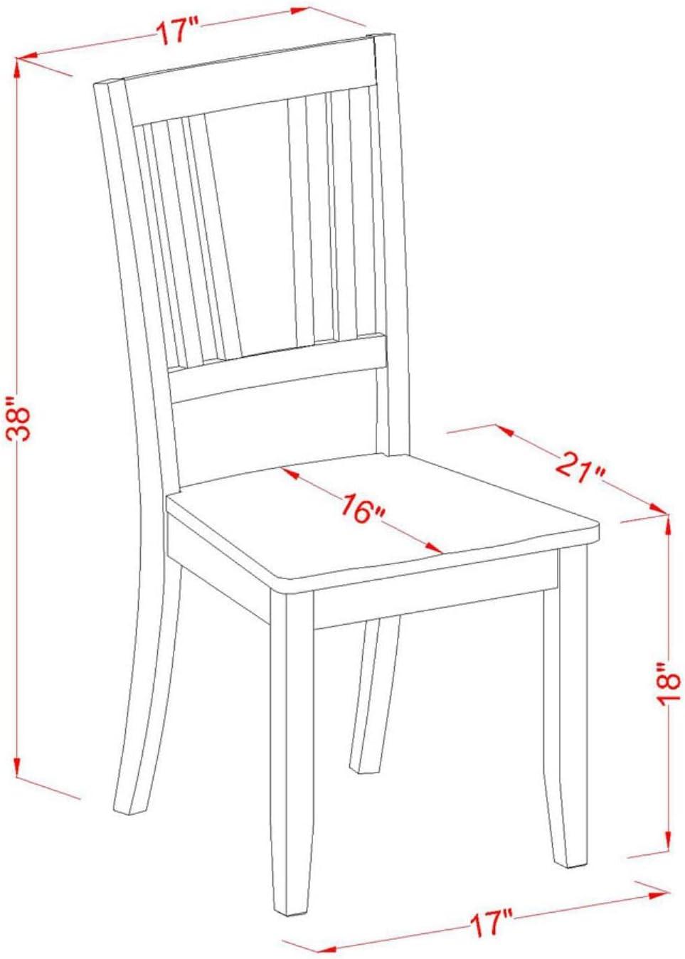 Mahogany Finish Slat Back Wooden Dining Chairs, Set of 2