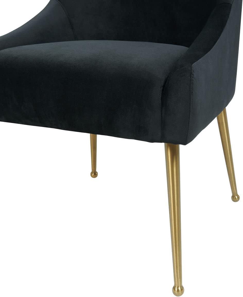 TOV Furniture Beatrix Black Velvet Side Chair with Gold Legs