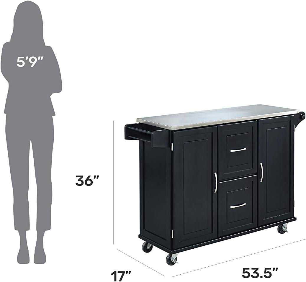 Rectangular Stainless Steel Kitchen Cart with Spice Rack and Storage