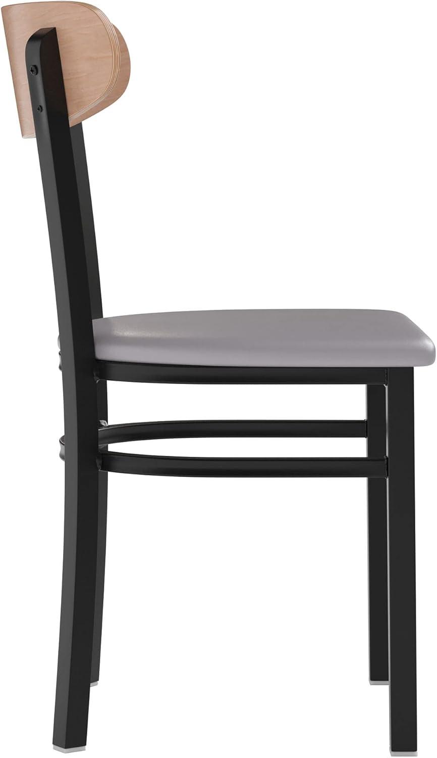 Flash Furniture Wright Commercial Grade Dining Chair with 500 LB. Capacity Steel Frame, Solid Wood Seat, and Boomerang Back