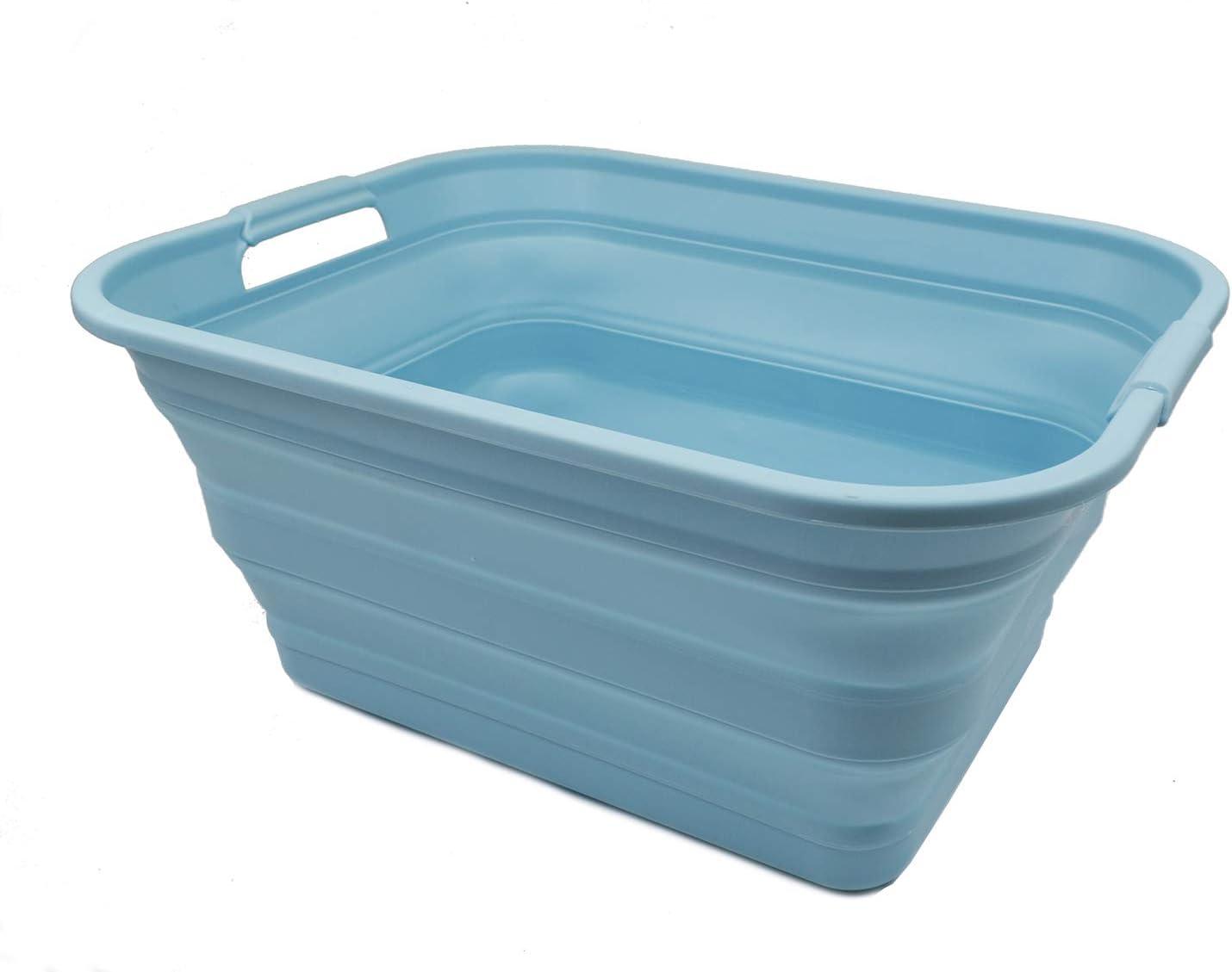 SAMMART 42L(11 gallon) Collapsible Plastic Laundry Basket, Sea Angel