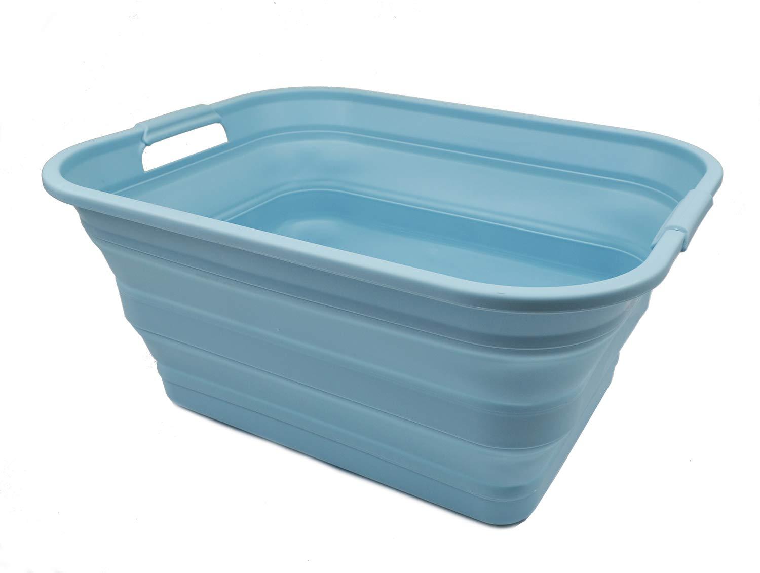 SAMMART 42L(11 gallon) Collapsible Plastic Laundry Basket, Sea Angel
