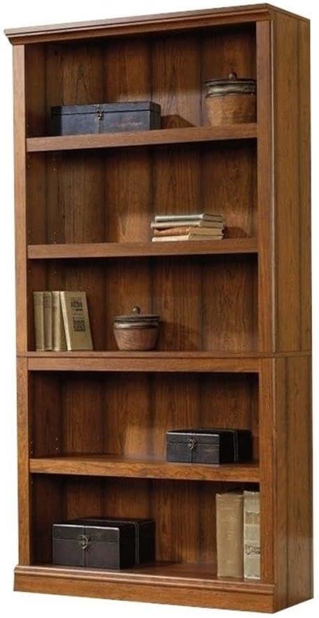 Pemberly Row Wooden 5 Shelf Wood Bookcase in Washington Cherry Finish