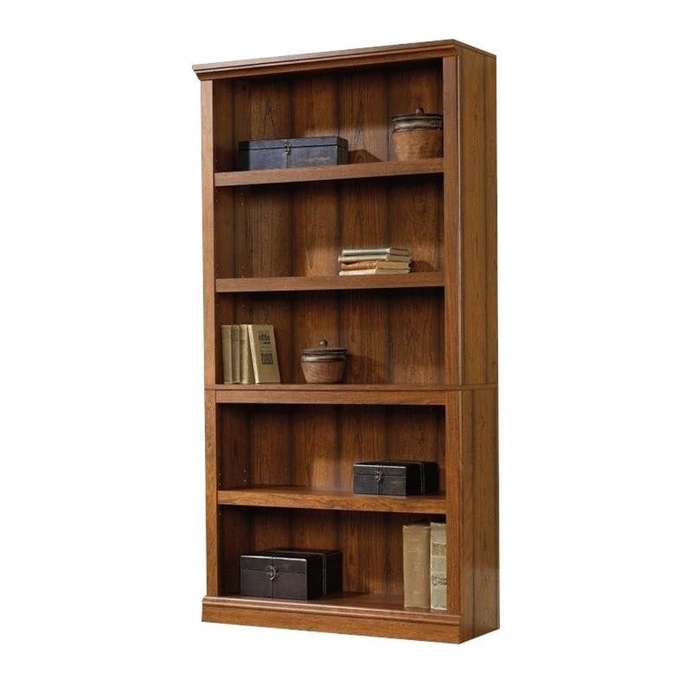 Pemberly Row Wooden 5 Shelf Wood Bookcase in Washington Cherry Finish