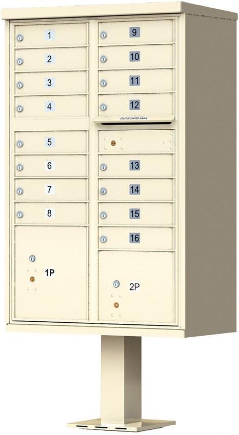 Sandstone Steel Pedestal Cluster Mailbox with Lockable Compartments