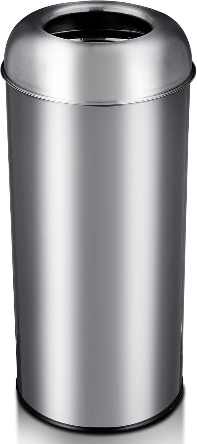 65 L / 17 Gal Open Top Trash Can Commercial Grade Heavy Duty Brushed Stainless Steel for Outdoor | Kitchen Waste Bins Home House Family