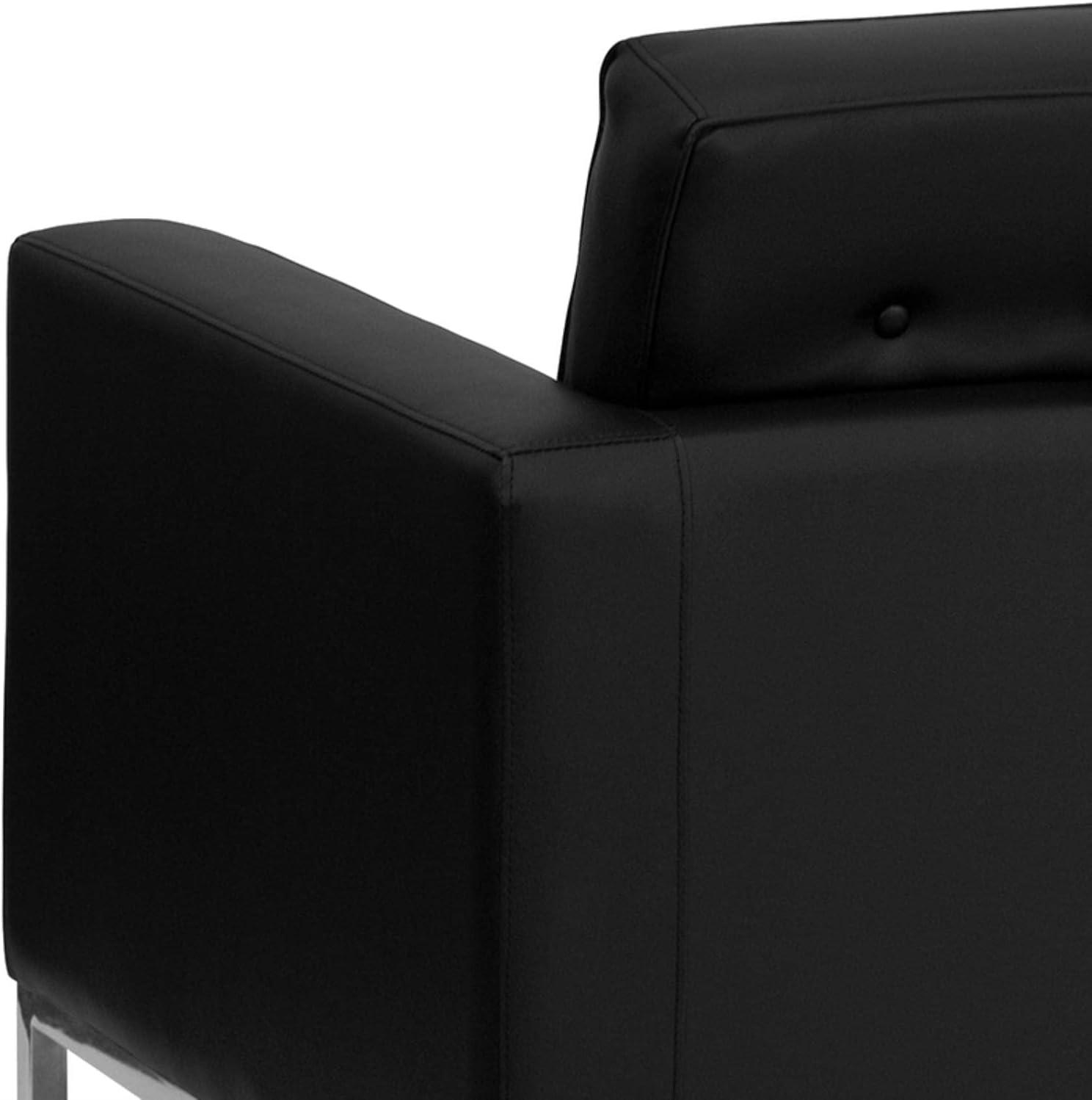 Flash Furniture HERCULES Lacey Series Contemporary Black LeatherSoft Chair with Stainless Steel Frame