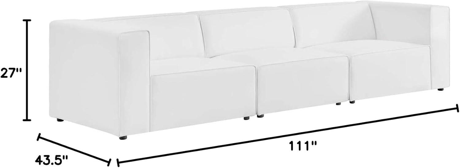 Mingle Expansive 3-Piece White Faux Leather Sectional Sofa