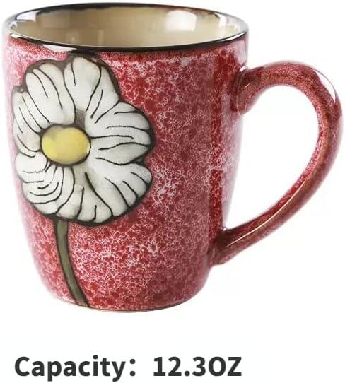 Floral Kiln Glazed Ceramic Mugs Set of 4