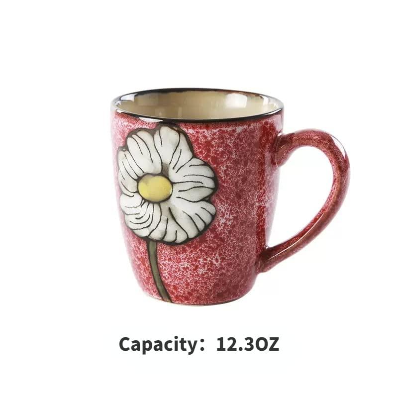 Floral Kiln Glazed Ceramic Mugs Set of 4
