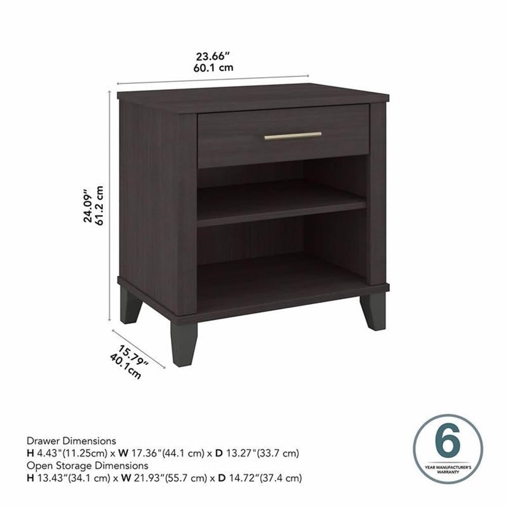 Storm Gray 24" Modern Nightstand with Drawer and Shelves