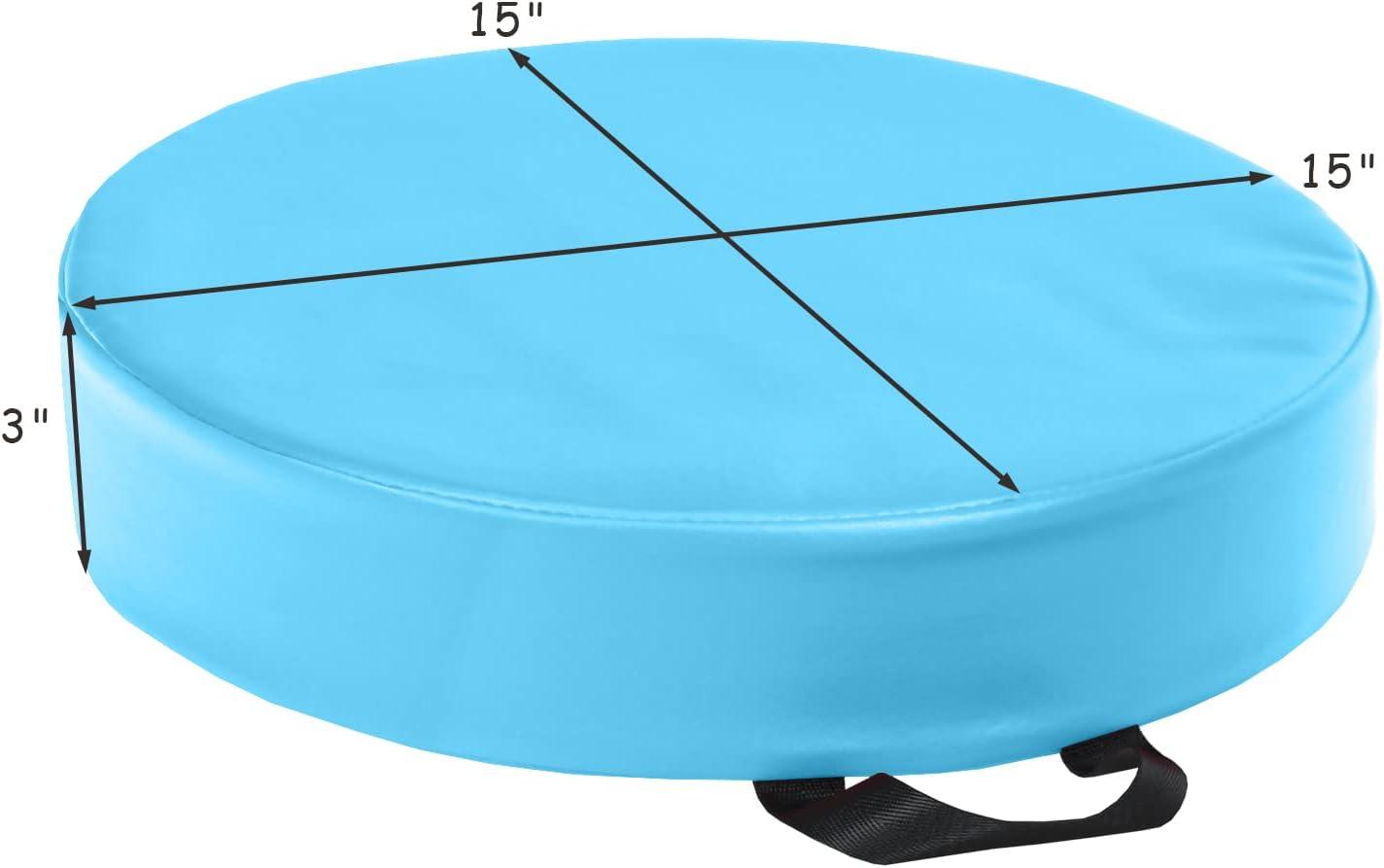 KOTEK 6 Pcs 15'' Kids Floor Cushions with Handles, Thick Foam Circle Floor Seats, Soft Flexible Seating for Classroom Elementary, School, Daycare, Kindergarten, Preschool & Playroom (3'' Round, Blue)