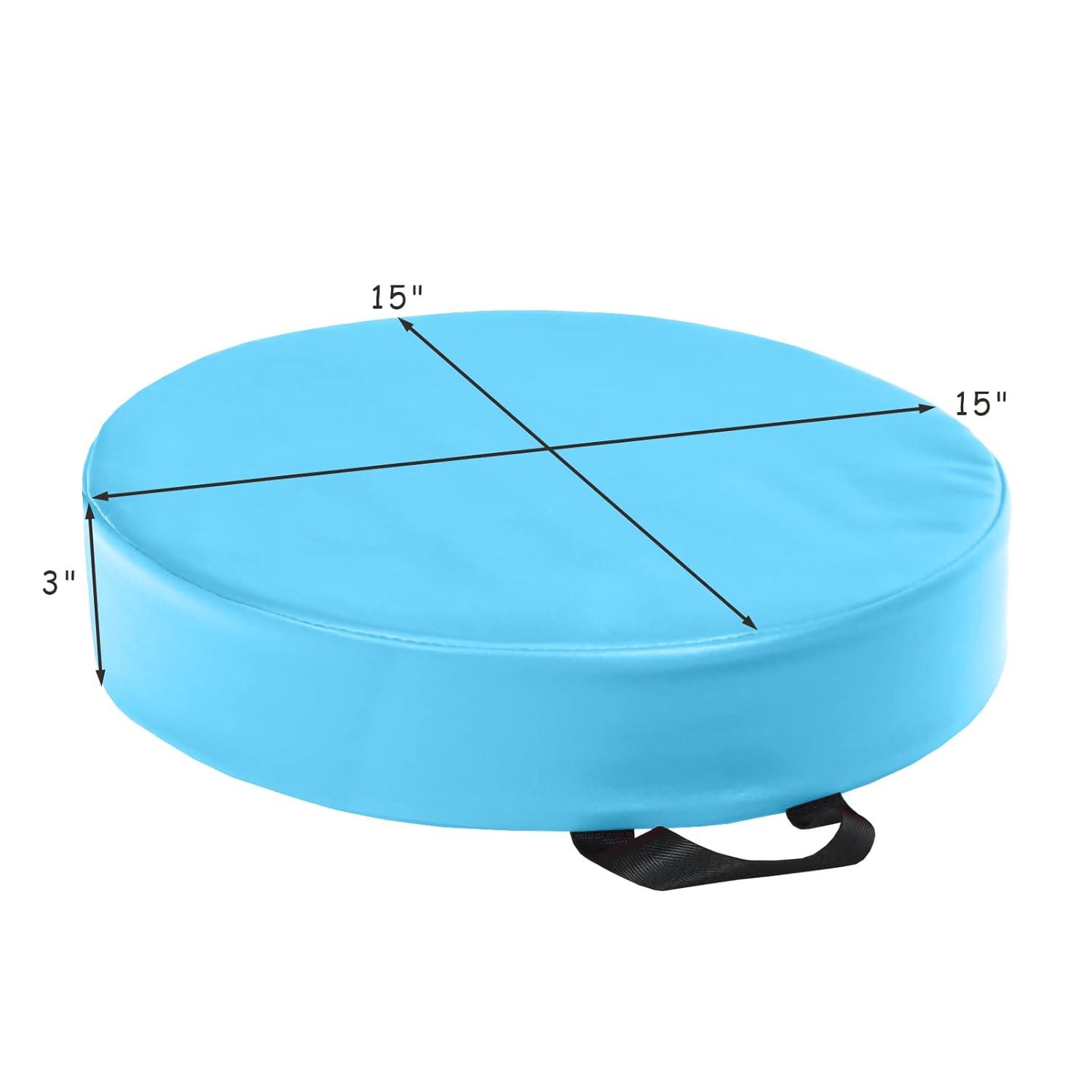 KOTEK 6 Pcs 15'' Kids Floor Cushions with Handles, Thick Foam Circle Floor Seats, Soft Flexible Seating for Classroom Elementary, School, Daycare, Kindergarten, Preschool & Playroom (3'' Round, Blue)