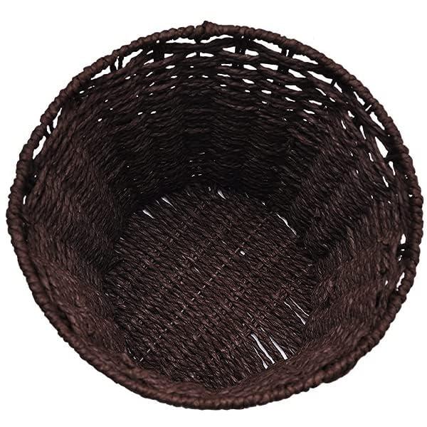 Round Wicker Waste Basket Paper Bin - Wicker Trash Basket - Woven Trash Can Rubbish Basket for Bedroom, Bathroom, Offices or Home (Brown)