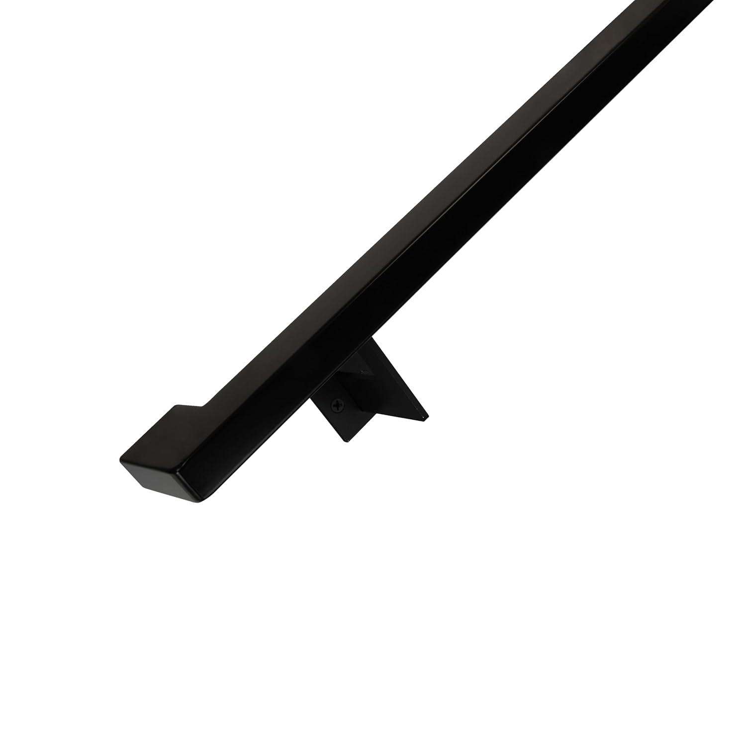 Urban Contemporary Handrail Grab Bar Kit, L Steel Brackets, Returns to Wall, Powder Coat