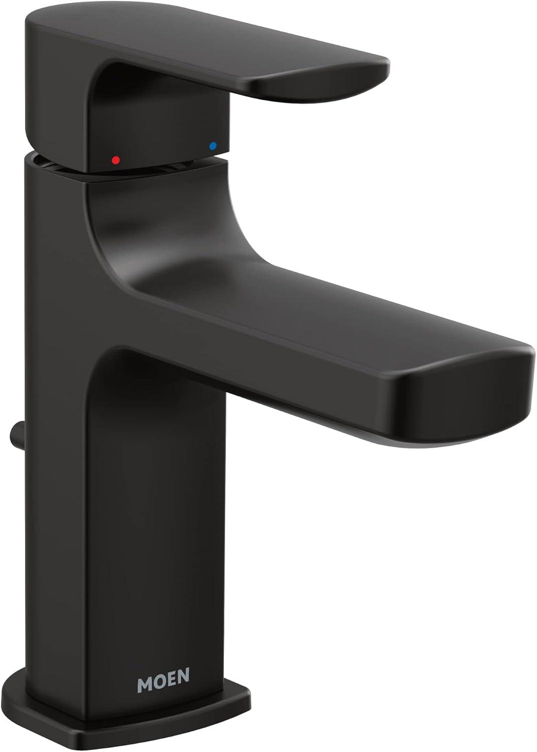 Sleek Matte Black Modern Bathroom Faucet with Chrome Accents