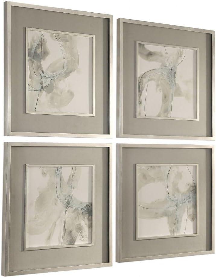 Gray Abstract Square Framed Art Set of Four