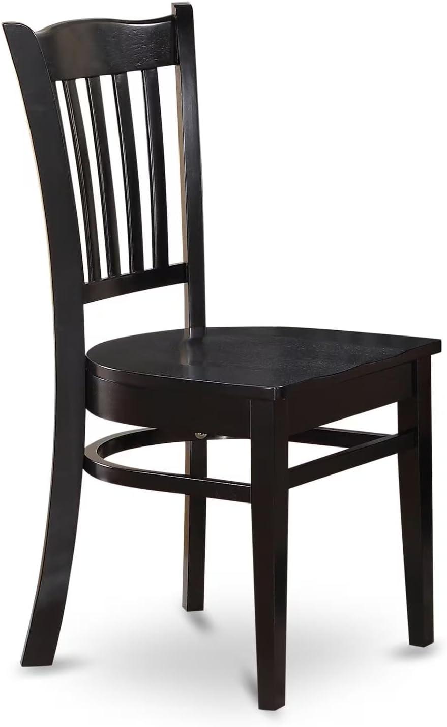 East West Furniture, Groton  Dining  Chair  With  Wood  Seat  In  Black  Finish,  Set  of  2