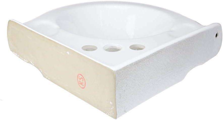 White Ceramic Corner Wall-Mount Vessel Sink with Overflow