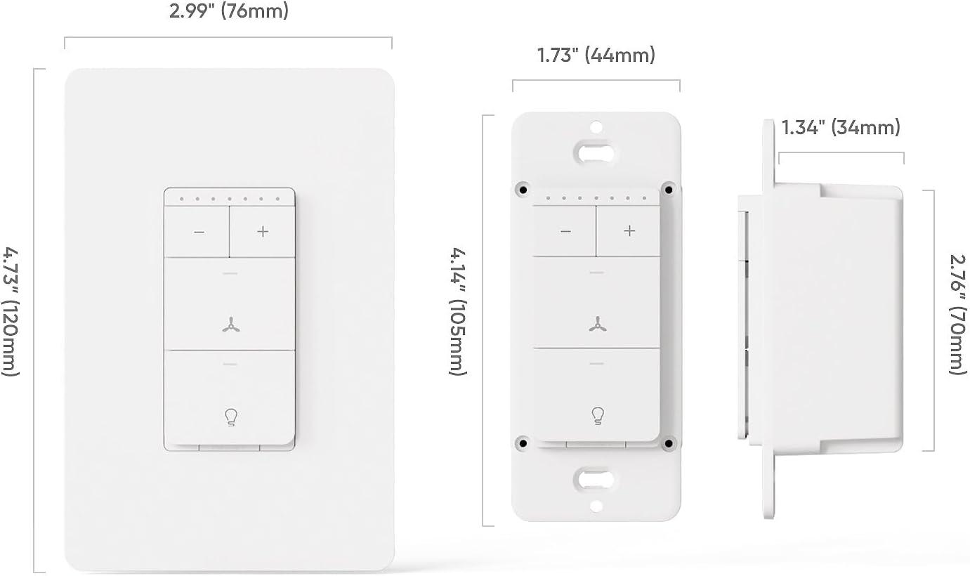 Smart White Ceiling Fan and Light Dimmer Switch