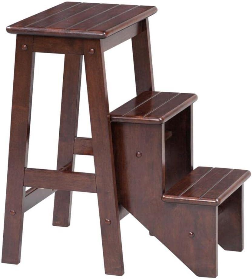 Boraam 24" Industries Folding Step Stool - Dark Cappuccino: Hardwood, Lacquered, 300lb Capacity