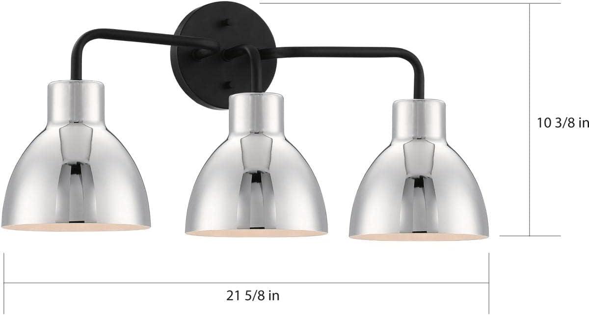 Sloan 22" Matte Black and Polished Nickel 3-Light Vanity Fixture