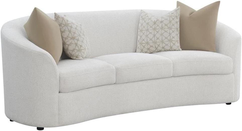 Latte Boucle Fabric 2-Piece Curved Sofa and Loveseat Set