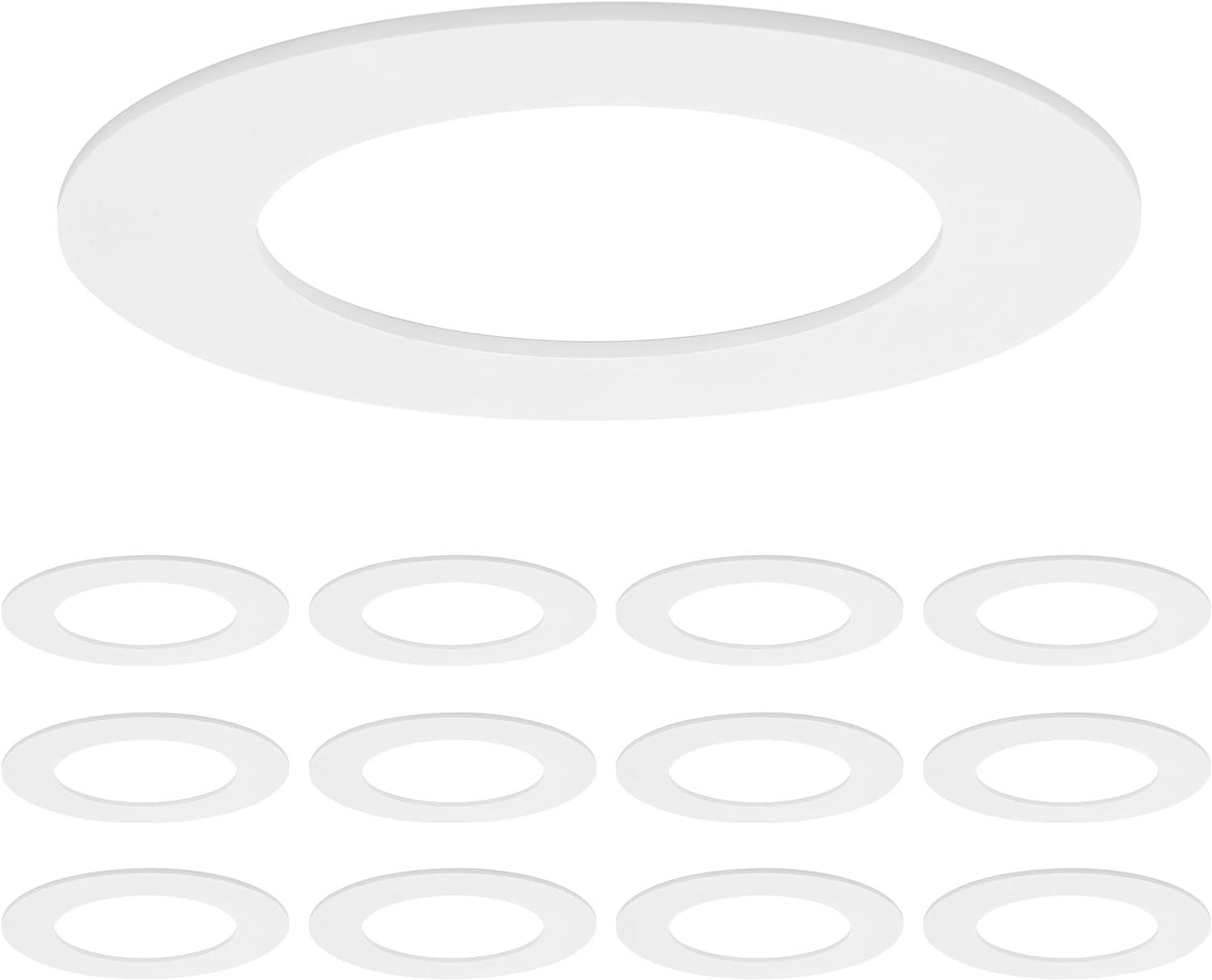 Maxxima 12 Pack 4 in. Goof Rings for Recessed Lights, Can or Canless Lighting Round Downlight Trim Ring, Outer Diameter 6.7” Inner Diameter 4.25”, Durable Plastic Design, White Extended Trim