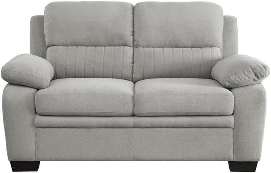 Lexicon Holleman 58" Polyester Fabric Loveseat with Exposed Legs in Light Gray