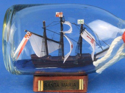 Hampton Nautical Santa Maria Ship in a Glass Bottle, 5"