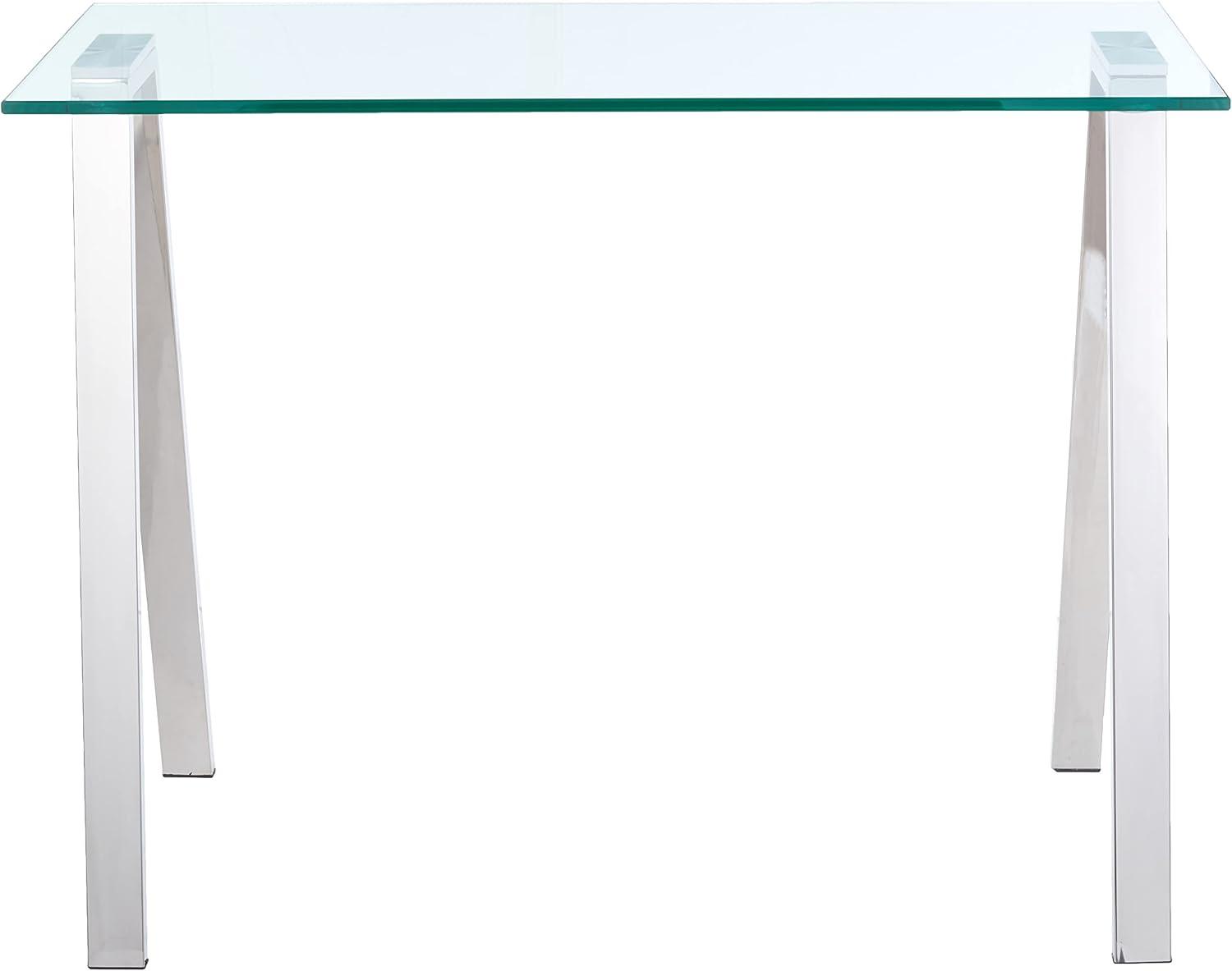 Cortesi Home  Trixie Glass Top Desk / Console Table with Stainless Steel Frame