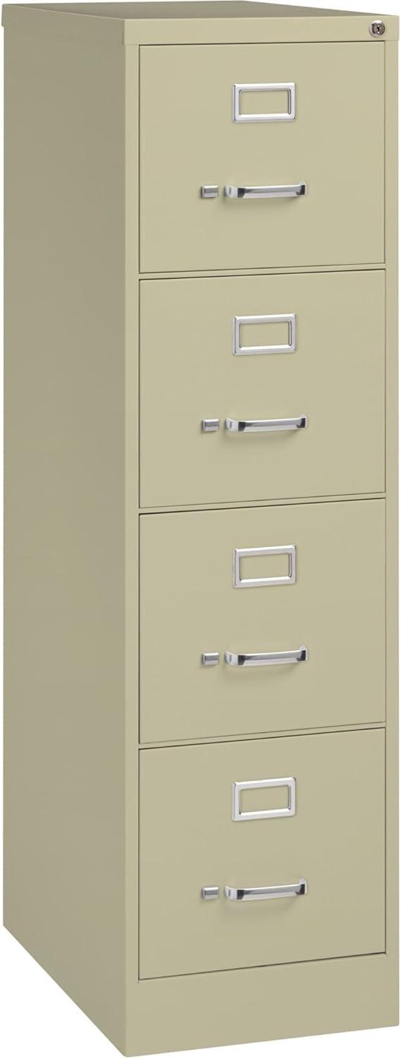 Lorell 4-Drawer Vertical File w/ Lock 15"x25"x52" Putty 60652