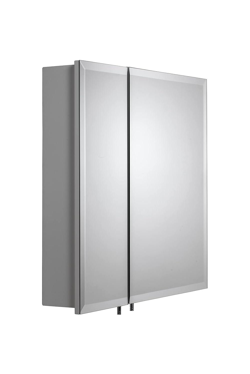 Croydex Wellington Double Door Aluminium Bathroom Medicine Cabinet in White (24x24in)