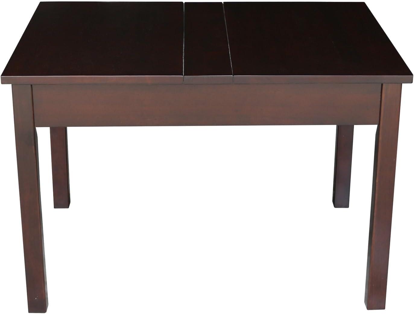 Children's Dark Stained Rubberwood Lift-Top Storage Table