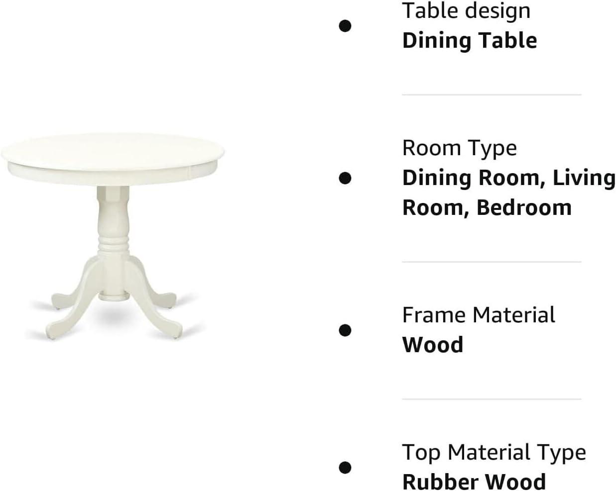 Contemporary Round Oak Pedestal Dining Table in Linen White