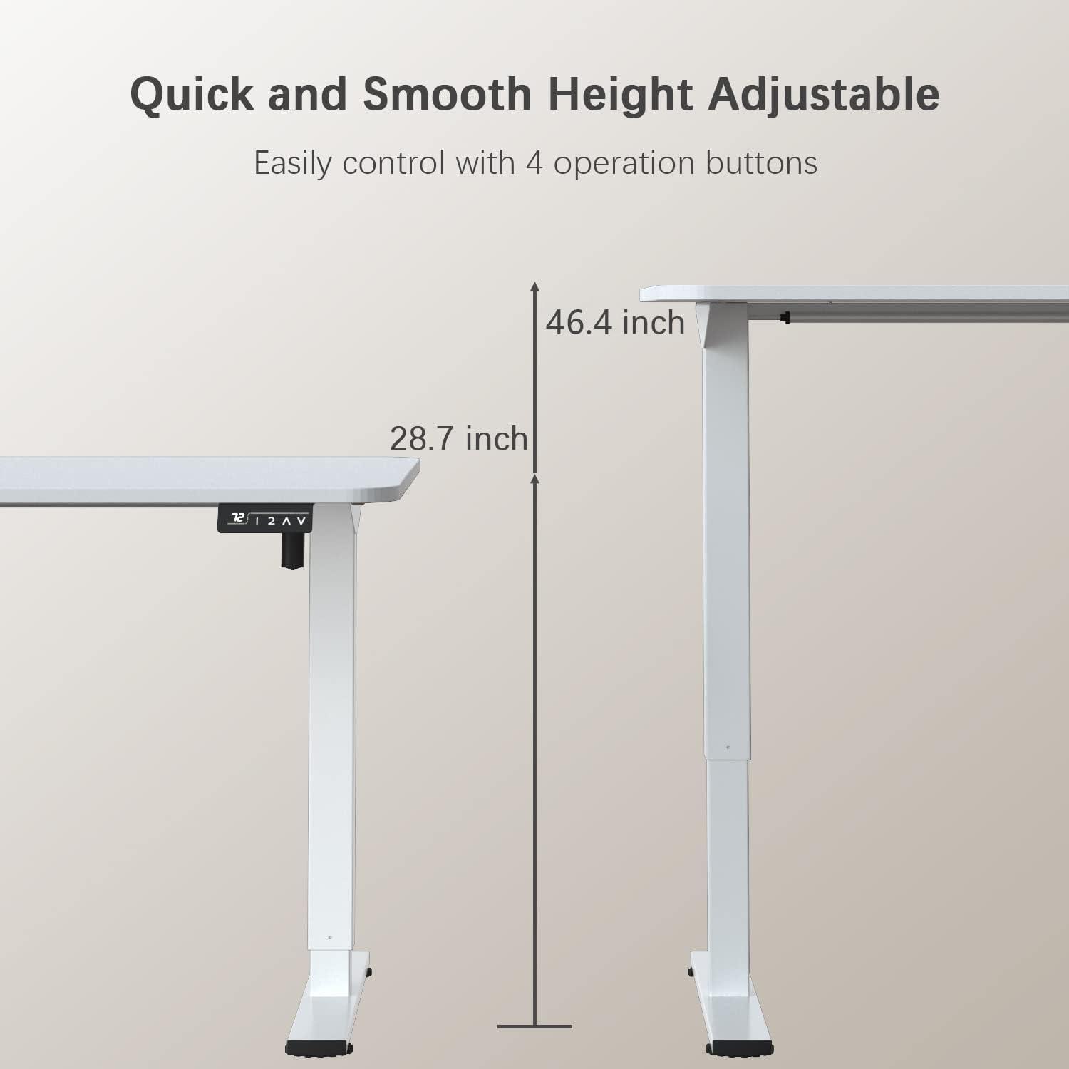 Electric Height Adjustable Standing Desk, Large 55 inch Sit Stand up Desk for Home Office Computer Desk, Memory Preset with T-Shaped Metal Bracket