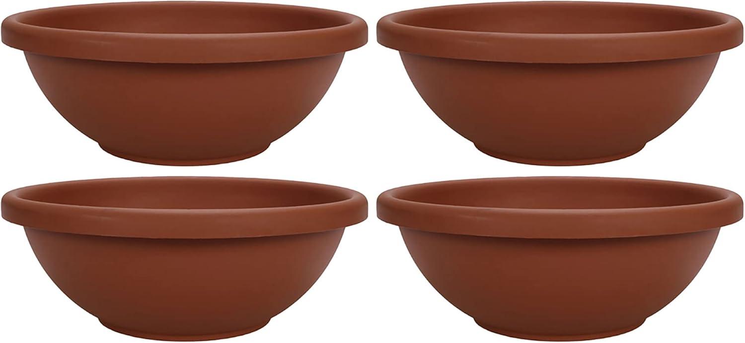 HC Companies 18 Inch Resin Garden Bowl Planter Pot, Terra Cotta Clay (2 Pack)