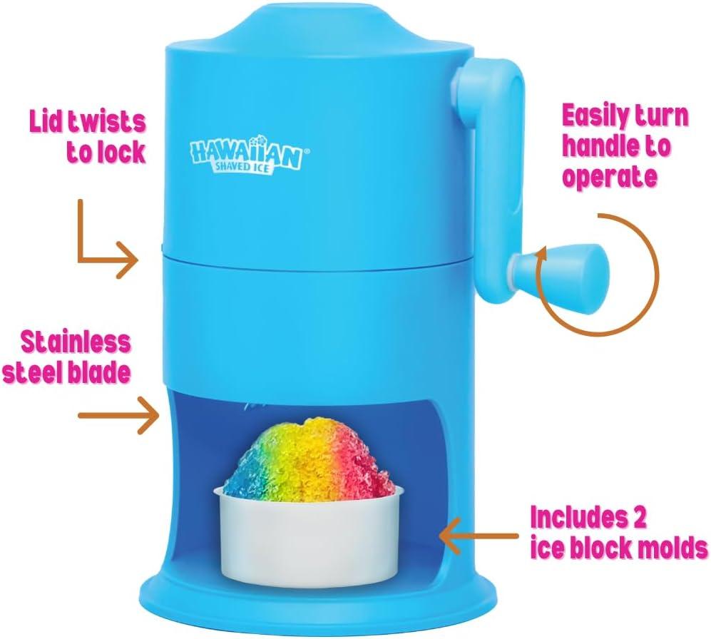 Hawaiian Shaved Ice Mini Snow Cone Machine - Portable Countertop Ice Shaver