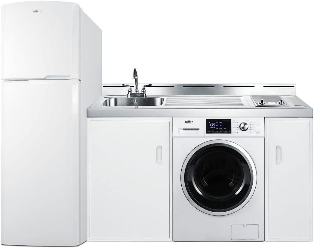 White 83" All-in-One Kitchenette with Washer/Dryer Combo