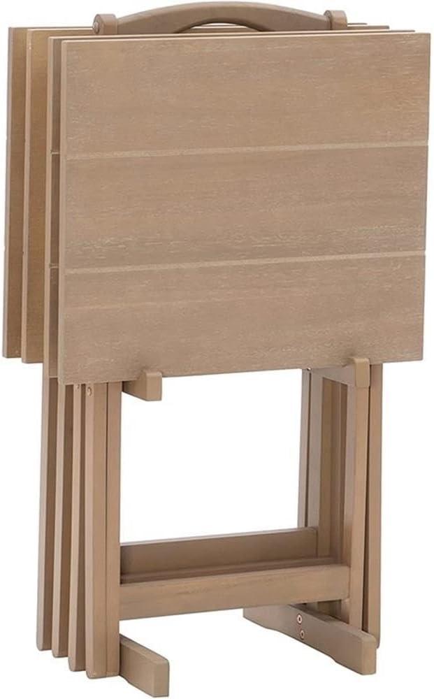 Riverbay Furniture 5-Piece Transitional Wood Tray Table Set in Gray