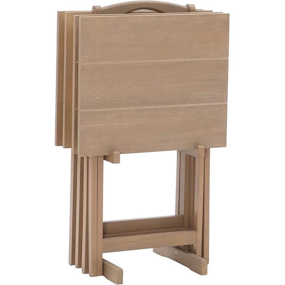 Riverbay Furniture 5-Piece Transitional Wood Tray Table Set in Gray