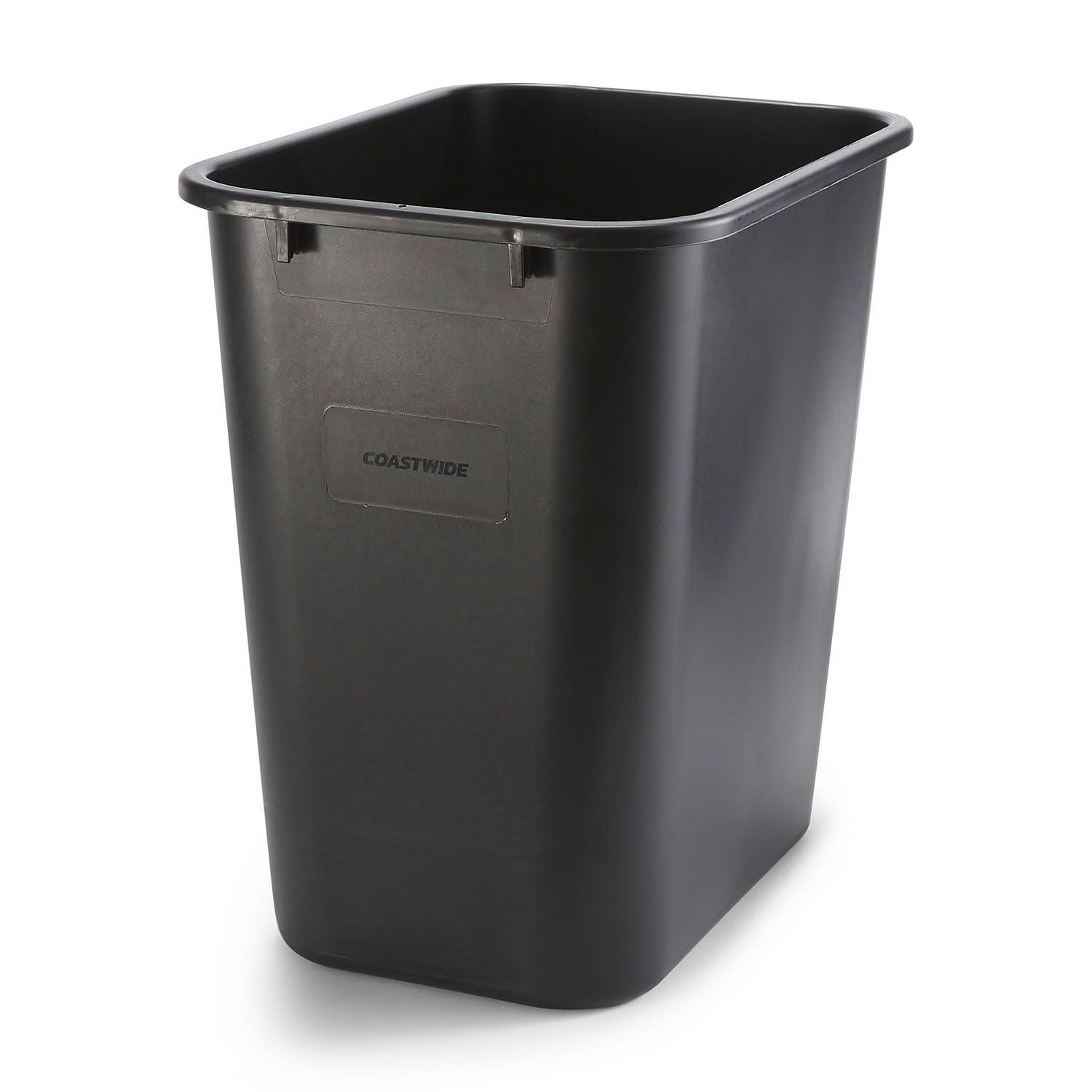Brighton Soft Molded Wastebasket 7 Gallons Black 15"H x 14 1/2"W x 10 1/2"D CW56429