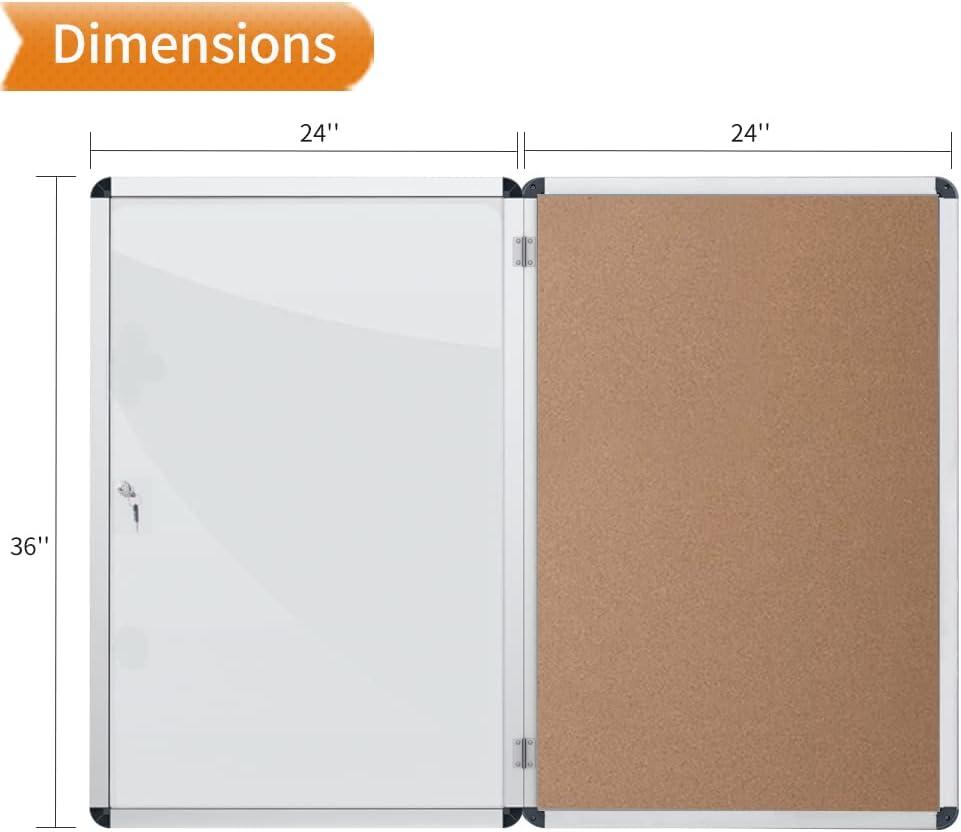 36x24 Inch Lockable Cork Noticeboard with Aluminium Frame