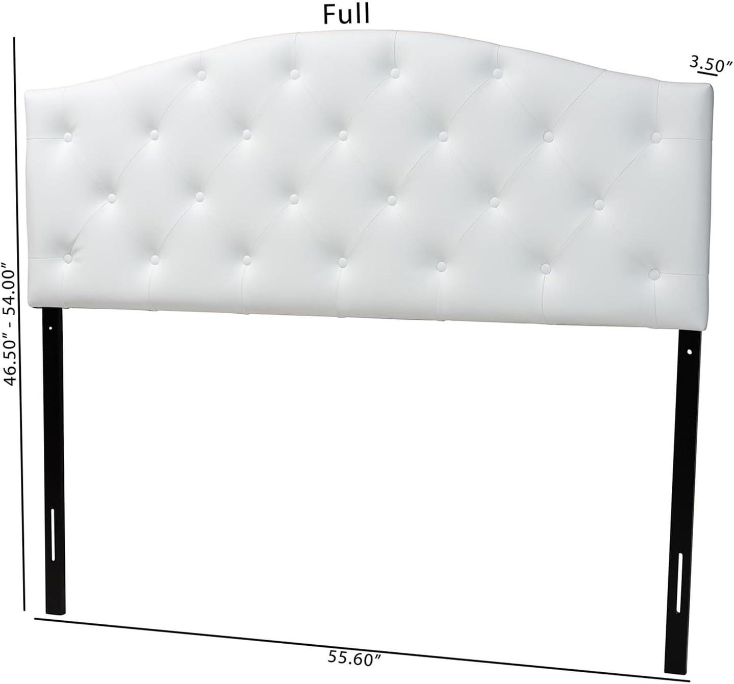 Full Myra Modern And Contemporary Faux Leather Upholstered Button-Tufted Scalloped Headboard White - Baxton Studio: Elegant Design, Wood Frame Mounted