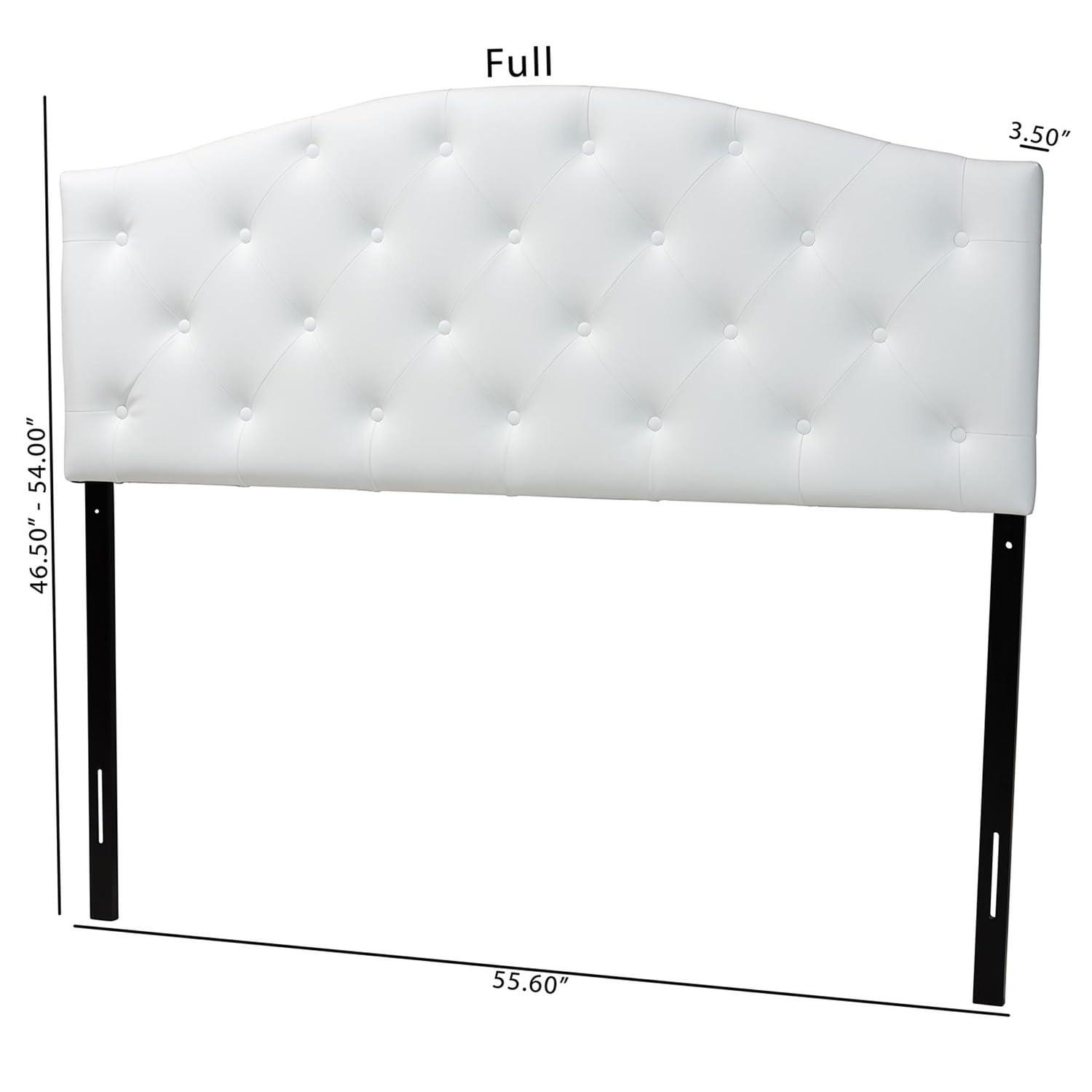 Full Myra Modern And Contemporary Faux Leather Upholstered Button-Tufted Scalloped Headboard White - Baxton Studio: Elegant Design, Wood Frame Mounted