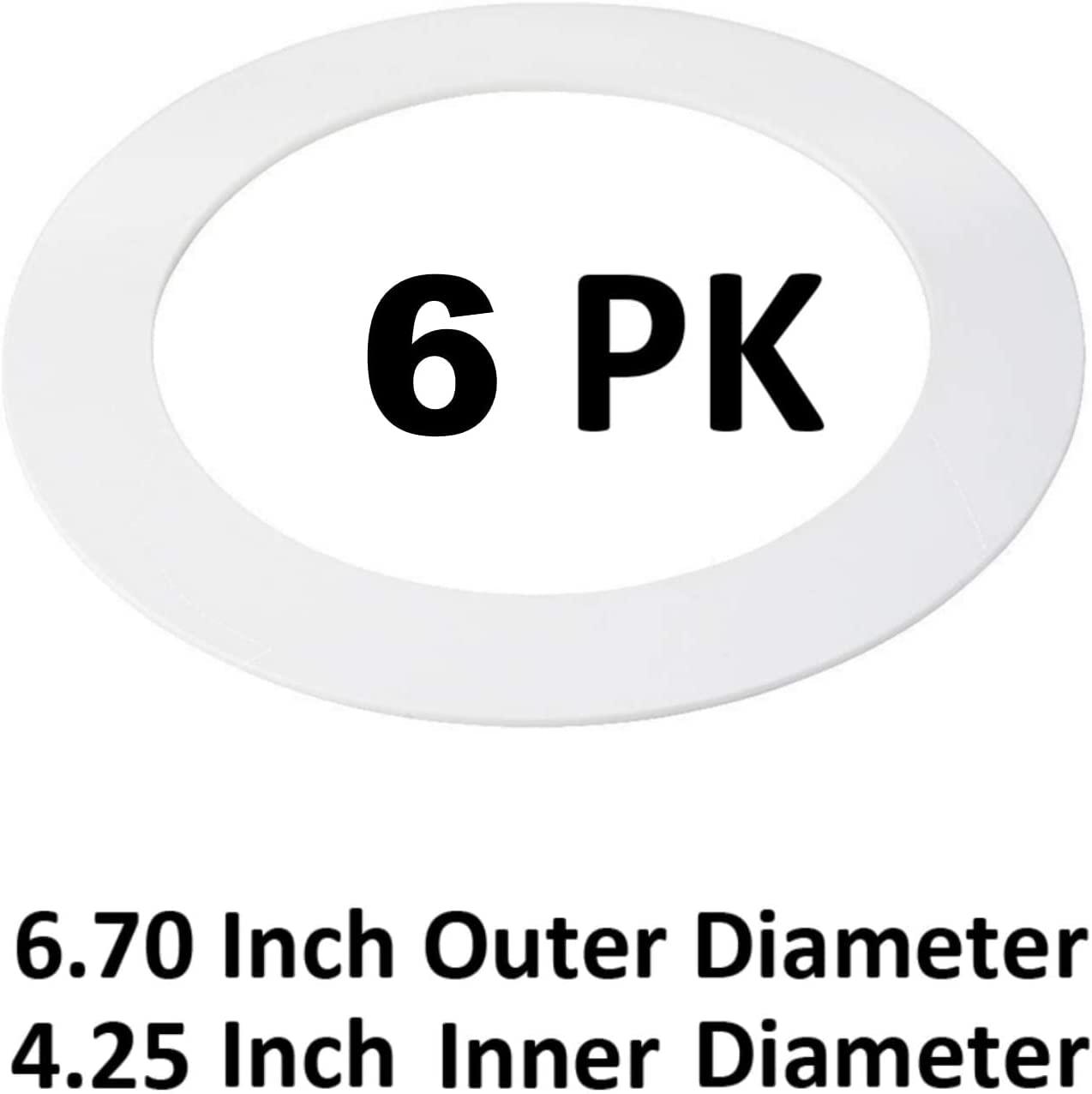 6 Pack Matte White Goof Trim Ring for 4" Inch Recessed Can Lighting Down Light, Outer Diameter 6.7 Inches, Inner Diameter 4.2 Inches