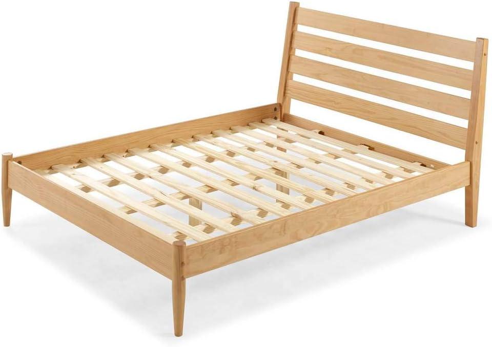 Camaflexi Mid-Century Solid Wood Queen Platform Bed in Scandinavian Oak 100% Solid Wood