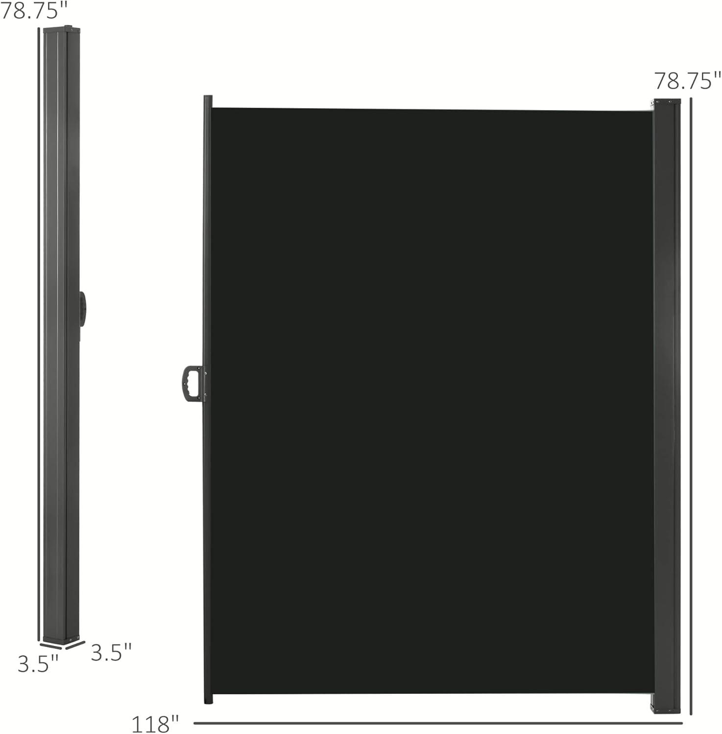 Black Retractable Outdoor Privacy Screen with Steel Housing