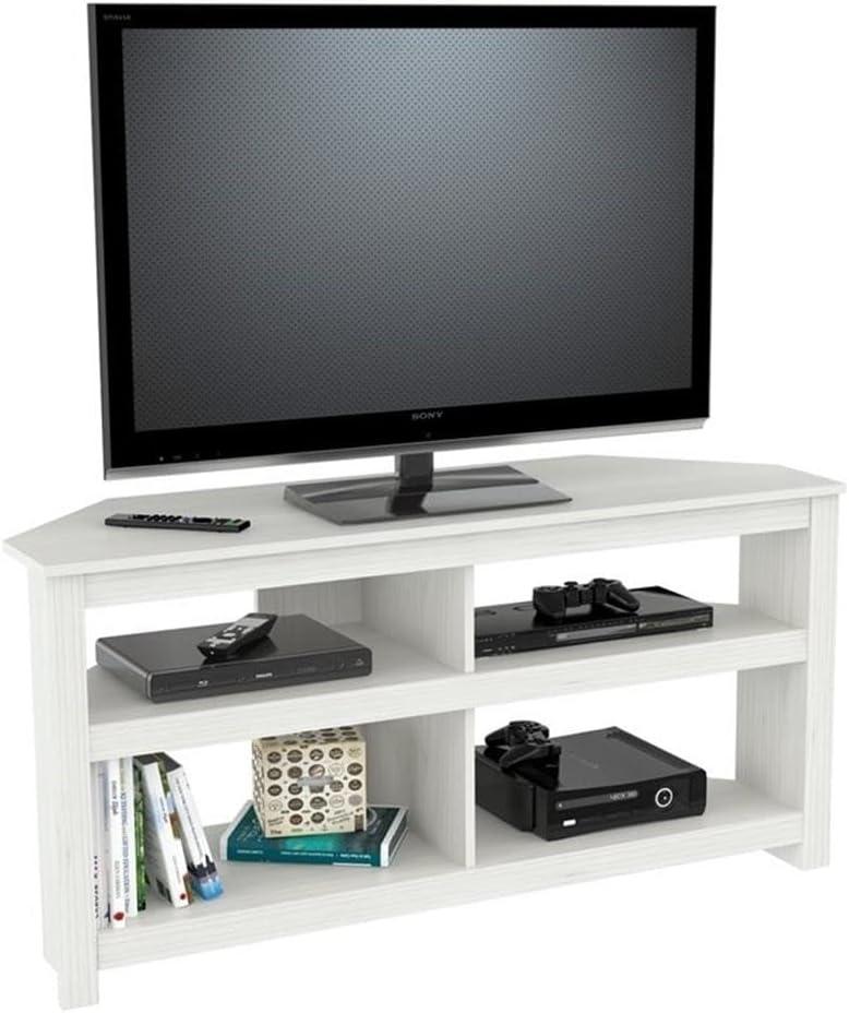 Inval 4-Shelf Corner TV Stand for TVs up to 60”, Washed Oak